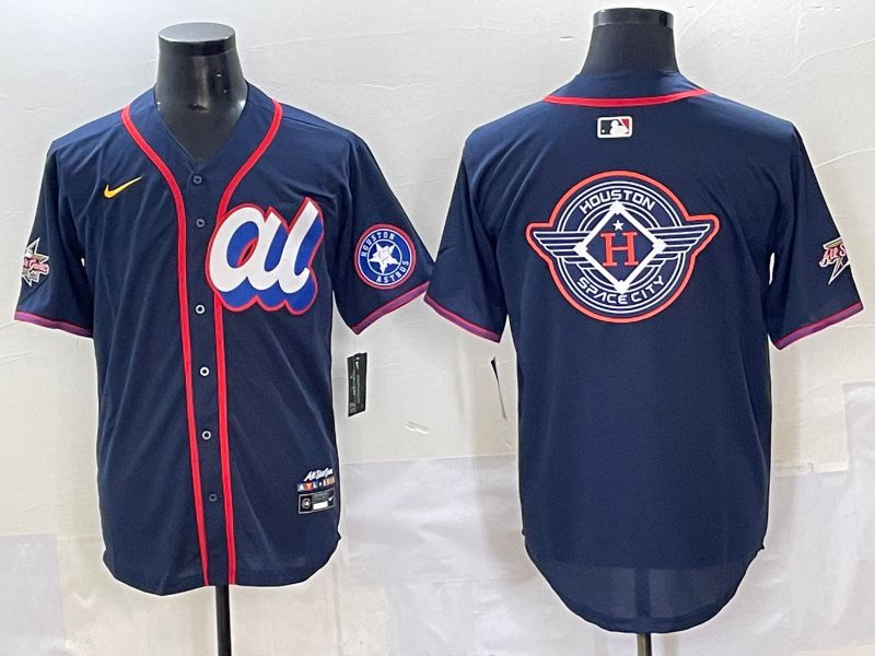 Men 2025 Houston Astros Blank Drak Blue All star Nike MLB Jersey style 11